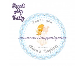 Boy Baptism stickers,Boy Christening thank you tags,(3)